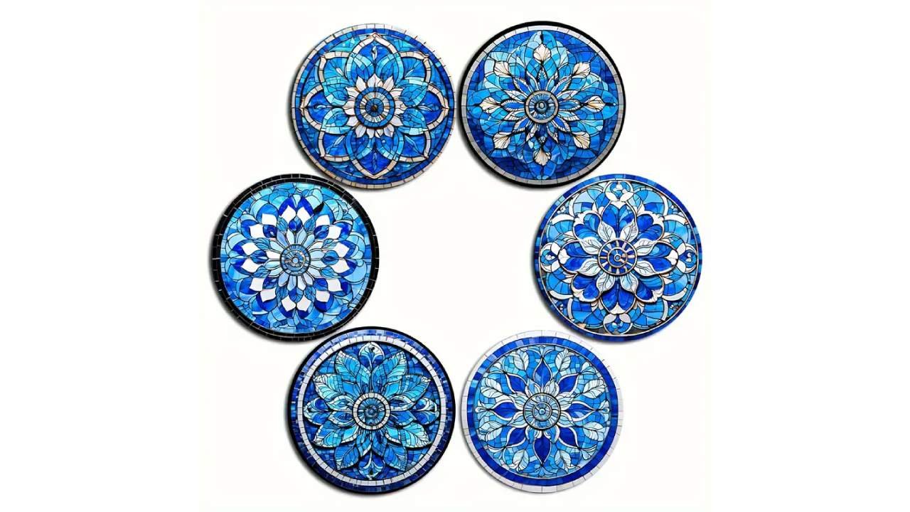 Blue and White Mandala Flowers