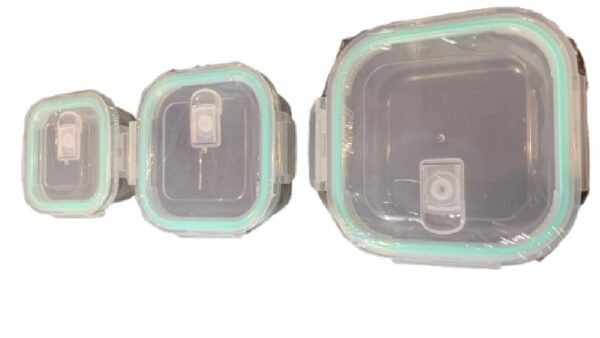 Glass Square Containers lock - 3 pcs