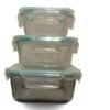 Glass Square Containers lock - 3 pcs