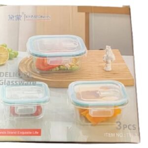 Glass container (3) Glass Square Containers lock - 3 pcs