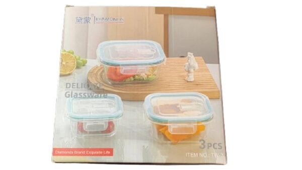 Glass Square Containers lock - 3 pcs