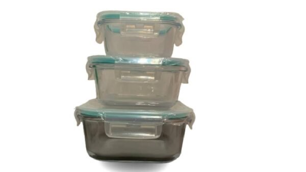 Glass Square Containers lock - 3 pcs