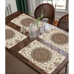 Xmas (19) Table mat : Beige flower design - set of 6 Pcs