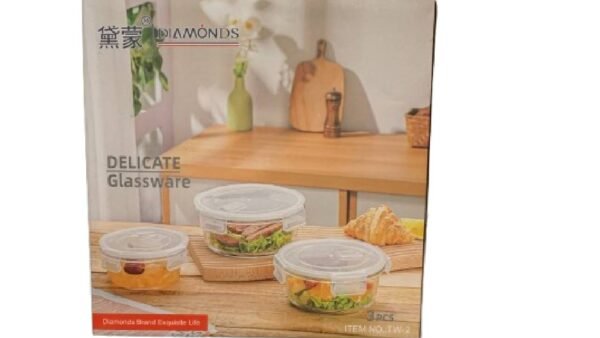 Glass Round containers lock - 3 Pcs