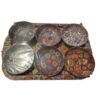 Exquisite set of 6 metal bowls & tray