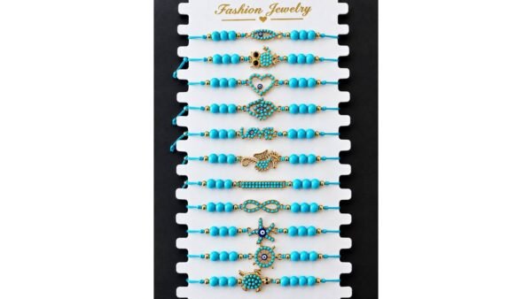 Turquoise bead charm bracelet